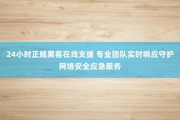 24小时正规黑客在线支援 专业团队实时响应守护网络安全应急服务