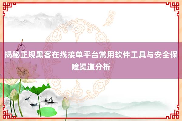 揭秘正规黑客在线接单平台常用软件工具与安全保障渠道分析