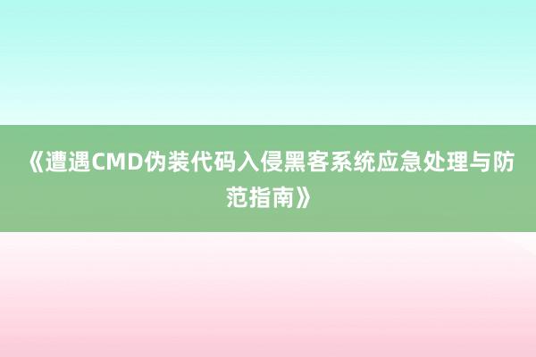 《遭遇CMD伪装代码入侵黑客系统应急处理与防范指南》